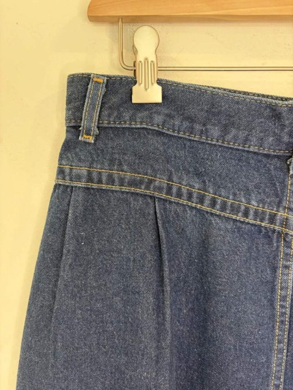 VTG Lee USA Denim Maxi Skirt Sz 16 1990s Pleated A Line Western Cowgirl Modest - Picture 5 of 9